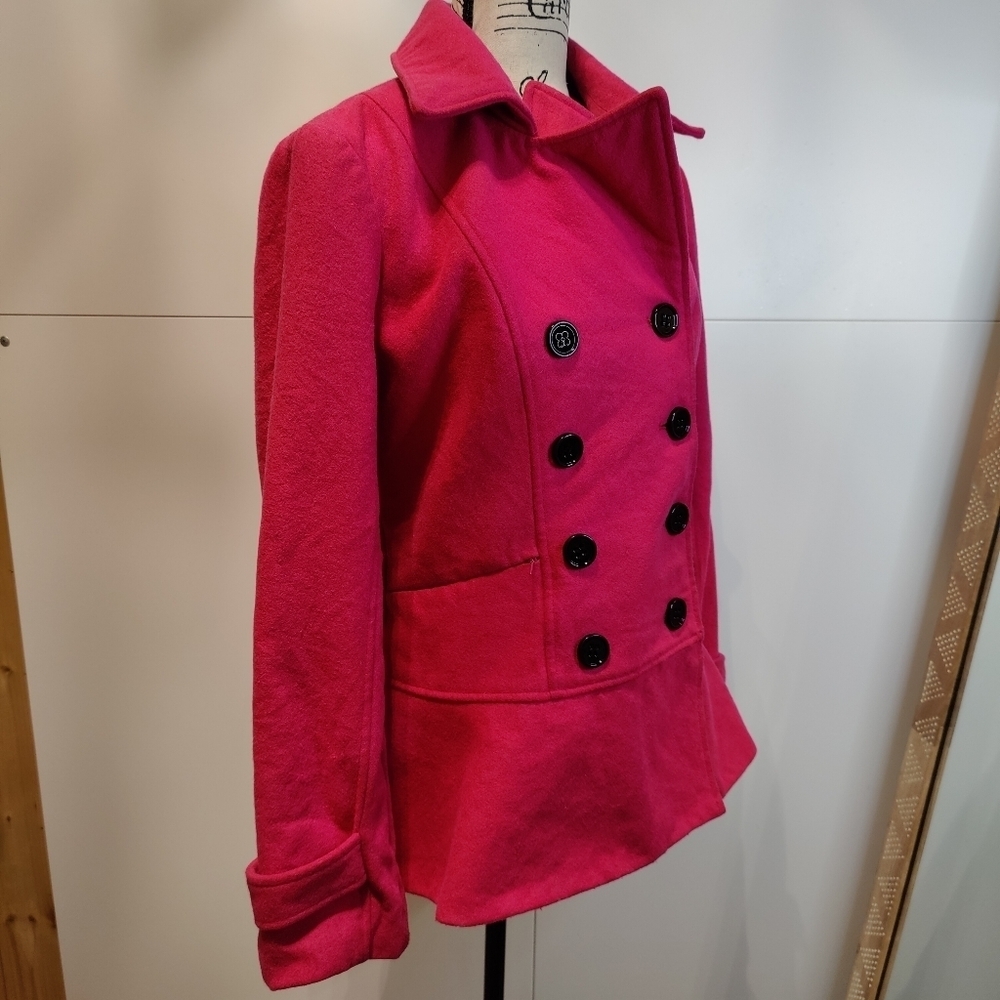 New York & Company Pink Peplum Peacoat | Size M - Picture 5 of 7